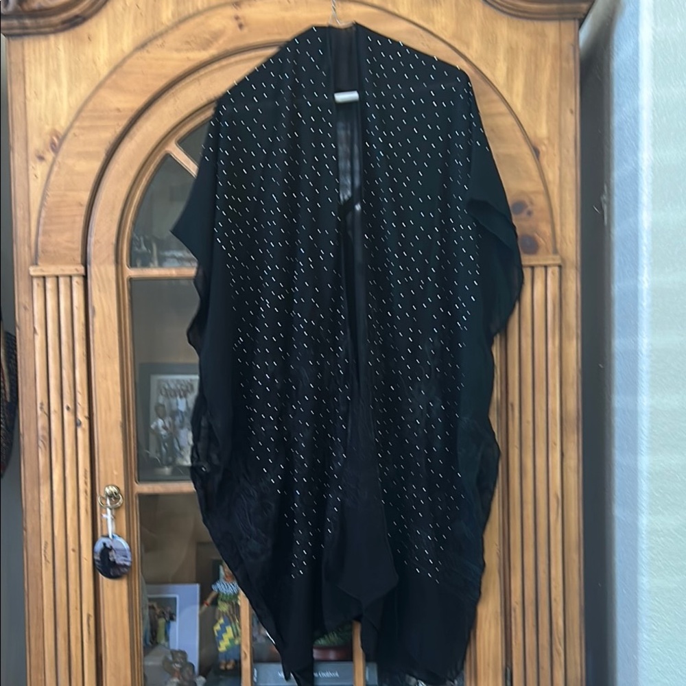 Silver studs and a beautiful laced backing Black Studded Shawl - Picture 2 of 14